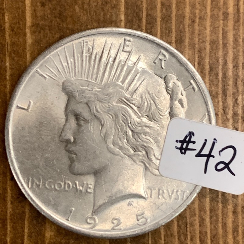 lot 42 image: 1925 Peace Silver Dollar Coin
