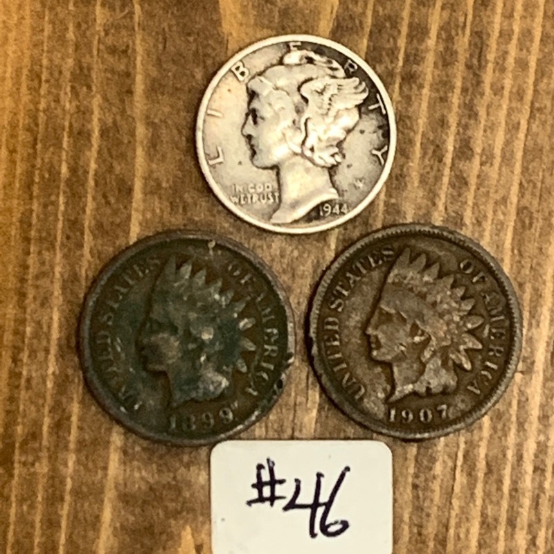 lot 46 image: 1) Dime & (2) Pennies