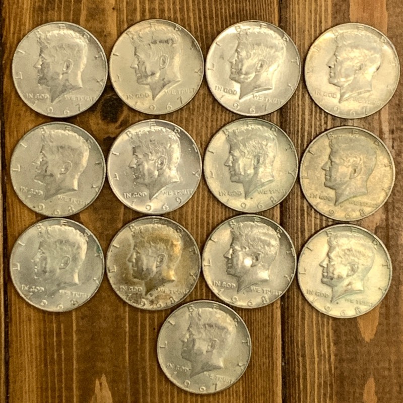 lot 53 image: (13) Kennedy Half Dollars
