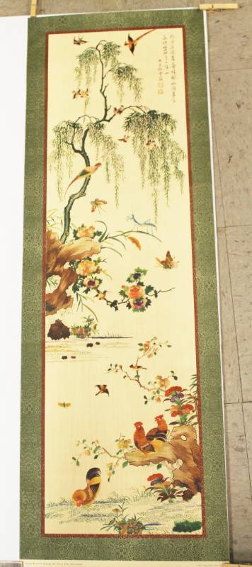 lot 27 image: Chinese Brocaded Hanging With Birds In Flight