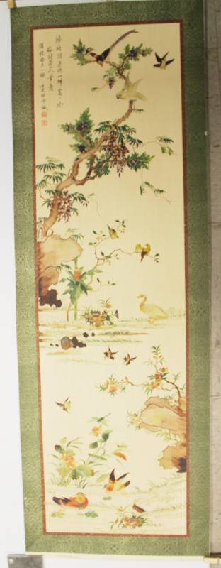 lot 30 image: Chinese Brocaded Hanging With Waterfowls