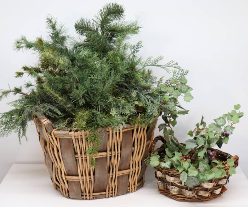 lot 6 image: (2) Baskets w Greenery