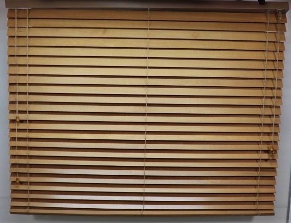 lot 50 image: (2) Wood Window Blinds 42 tall 53 Wide