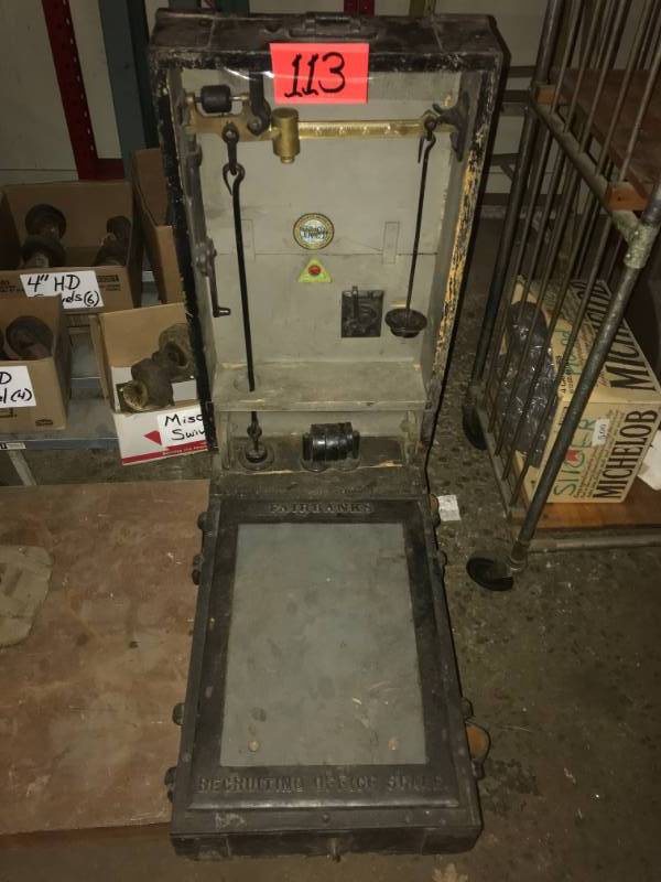 lot 113 image: Original Fairbanks Morse Co Mid-Century Military Scale from Recruiting Office Scale