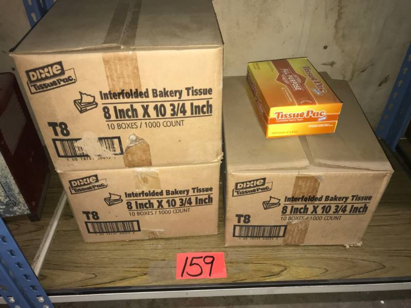 lot 159 image: Bakery Tissue Dixie 8x10.75 (3 cases, 10 boxes per case 1000 per box 30,000)