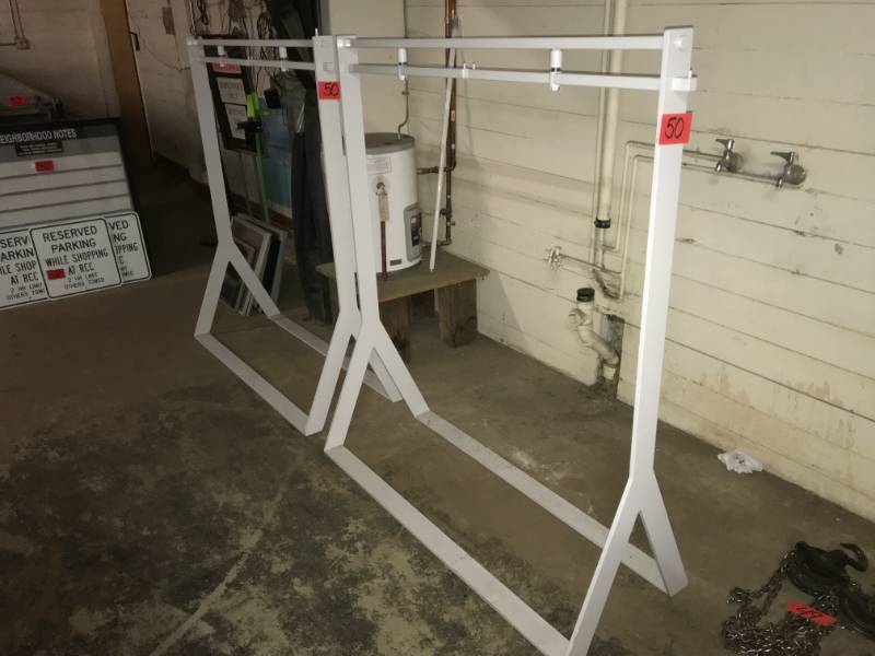 lot 50 image: Lot of 2 Flat Metal Clothing Racks