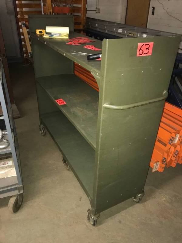 lot 63 image: Mid Century Olive Green Colson Cargo Cart, Excellent Condition