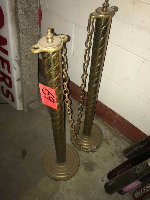 lot 69 image: 2- Brass Stanchions
