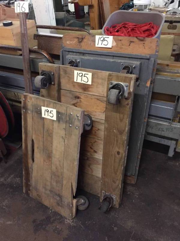 lot 195 image: 3- Four Wheel Flat Carts