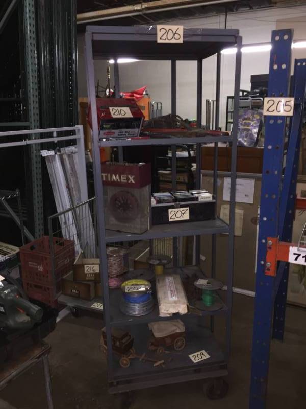 lot 206 image: Heavy duty grey, metal Shop Cart