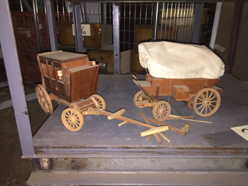 lot 209 image: Wood Covered Wagon & Stagecoach