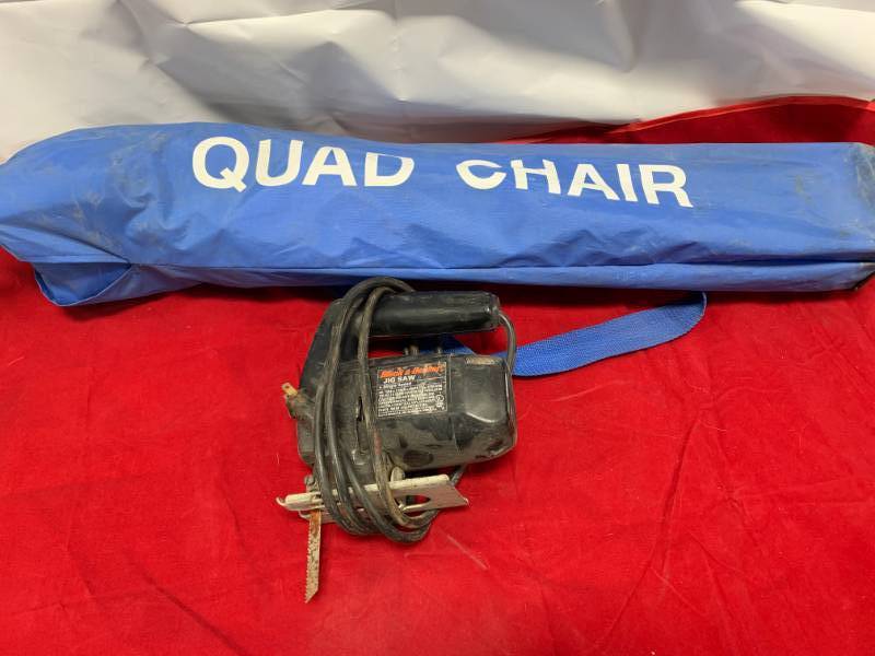 lot 36 image: Quad Chair & Black & Decker Jig Saw (works well)