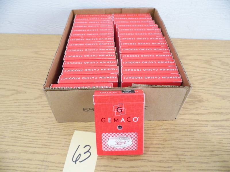 lot 63 image: Lot of 28 Decks of Red Casino Playing Cards