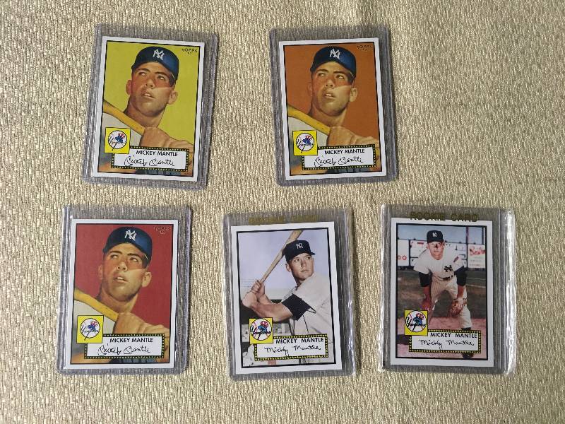 lot 313 image: 5 Mickey Mantle Cards