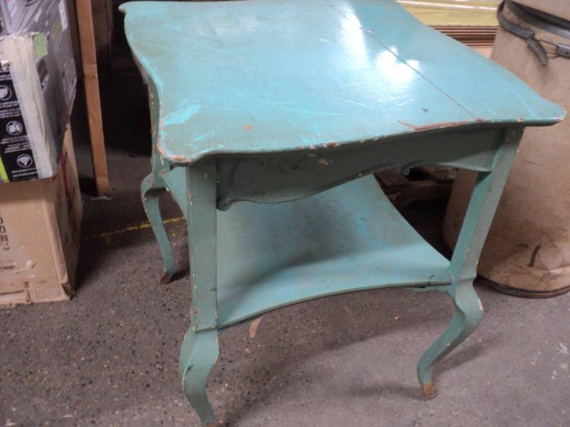 Blue Vintage Wood Lamp Table with S...