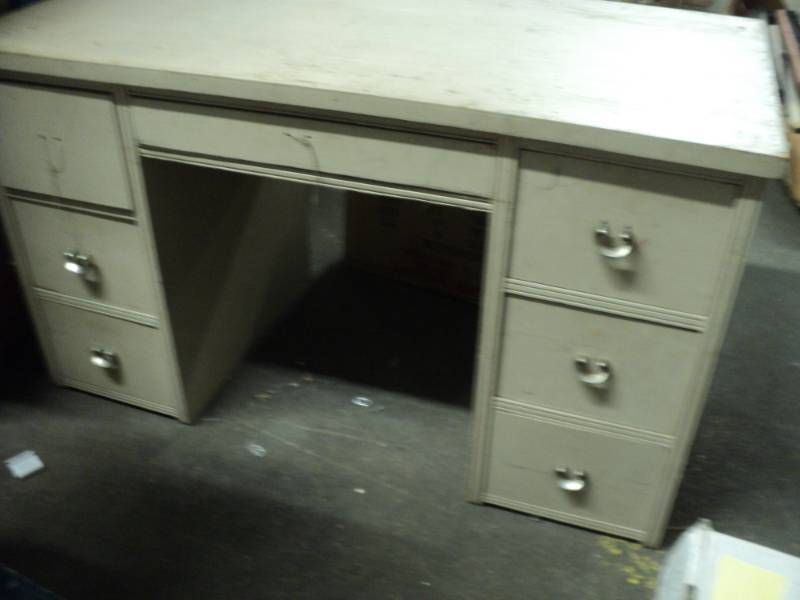 Vintage Wood 7 Drawer Desk- legs ne...