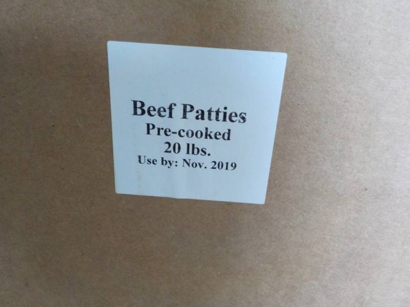 20 lb. Beef Patties pre cooked, fr...
