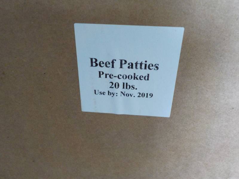 20 lb. Beef Patties pre cooked, fr...