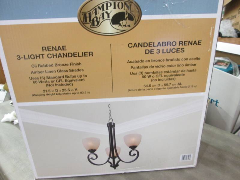 lot 26 image: Hampton Bay Renae 3-Light Chandelie...