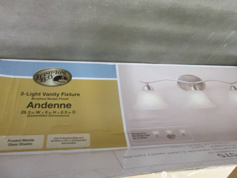 lot 31 image: Hampton Bay Andenne 3-Light Brushed...