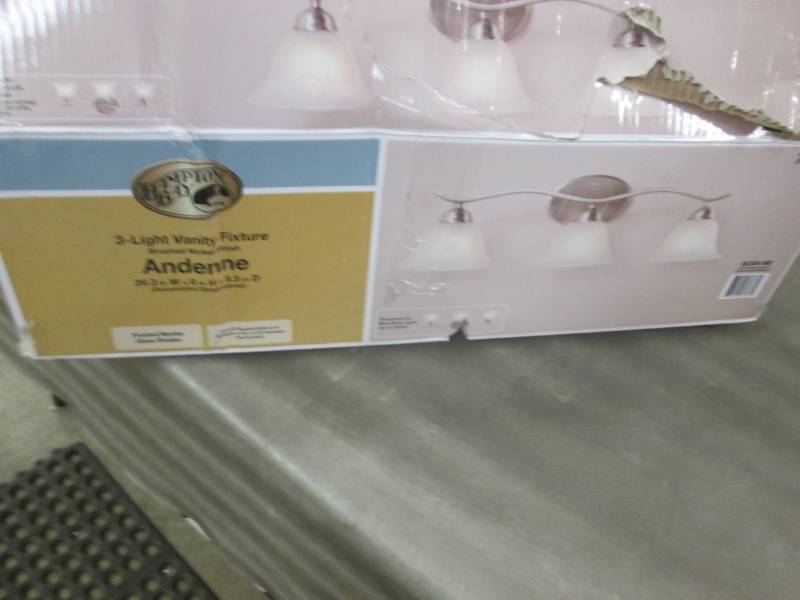 lot 56 image: Hampton Bay Andenne 3-Light Brushed...