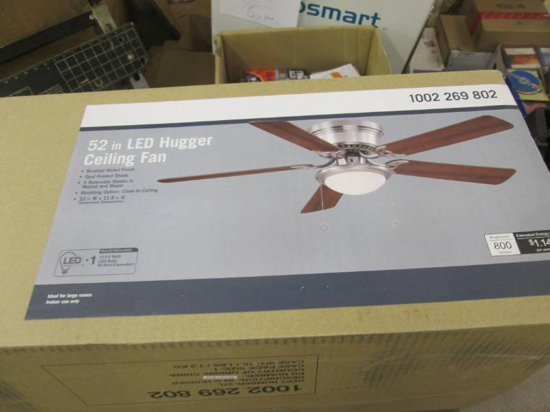 lot 68 image: Hugger 52 in. LED Indoor Brushed Ni...