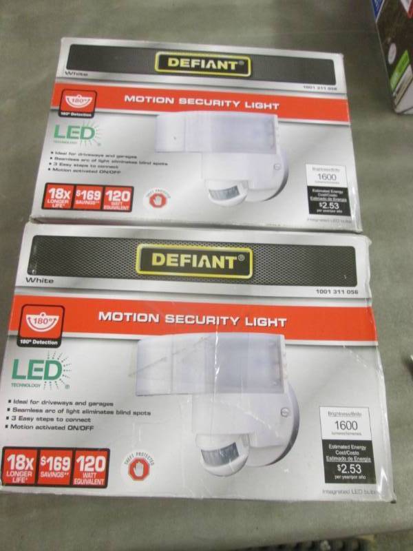 lot 146 image: 2 Defiant 180 Degree White LED Moti...