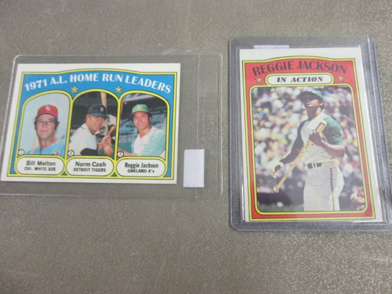 lot 411 image: 2 1972 Reggie Jackson Cards...