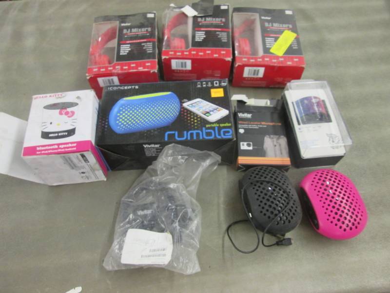lot 235 image: 3 Headphones, Portable Speakers, Mi...