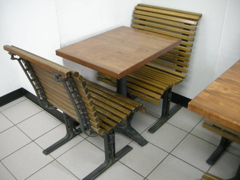lot 29 image: Commercial Table and Vintage Falcon BenchChairs