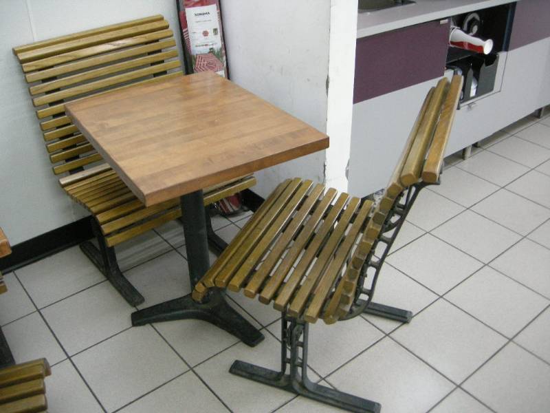 lot 31 image: Commercial Table and Vintage Falcon BenchChairs