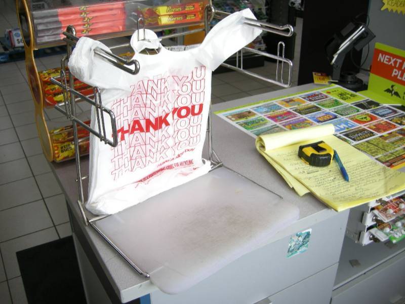 lot 57 image: 2 Plastic Bag DispenserRacks