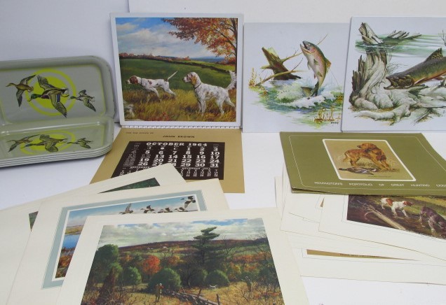 lot 47 image: Large Lot of Vintage Hunting Fishing Prints Calendars etc