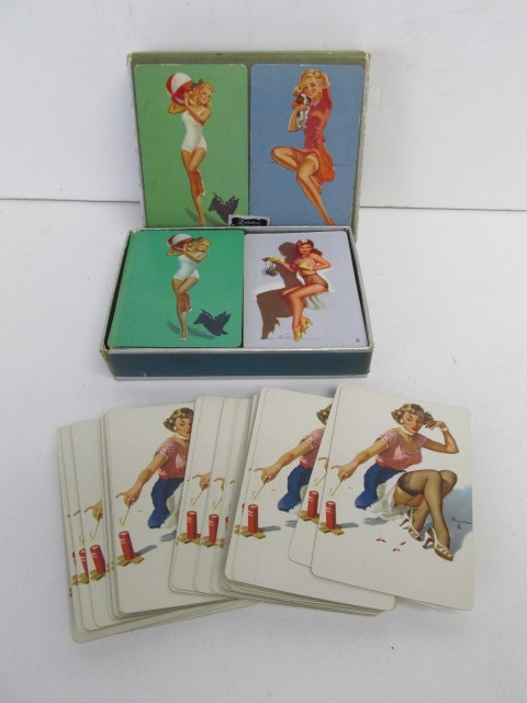 lot 55 image: 3 Vintage PINUP Girl Playing Cards