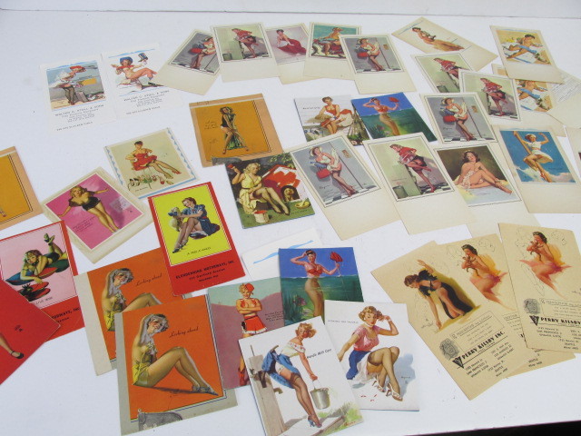 lot 56 image: Large Lot of Original Vintage PINUP Girl Advertising Small Calendars Blotters Prints etc
