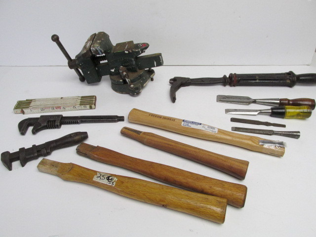 lot 62 image: Group of Vintage Tools Vise etc