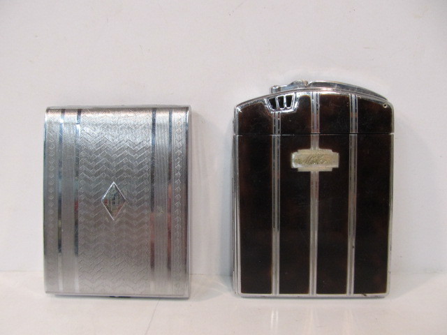 lot 86 image: Vintage Deco RONSON Cigarette CaseLighter & EVANS Cigarette Case