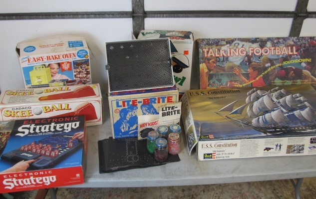 lot 87 image: Group of Vintage Toys Games & USS Constitution Ship Model