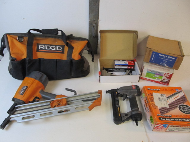 lot 89 image: Group of Working Nailers Including Ridgid