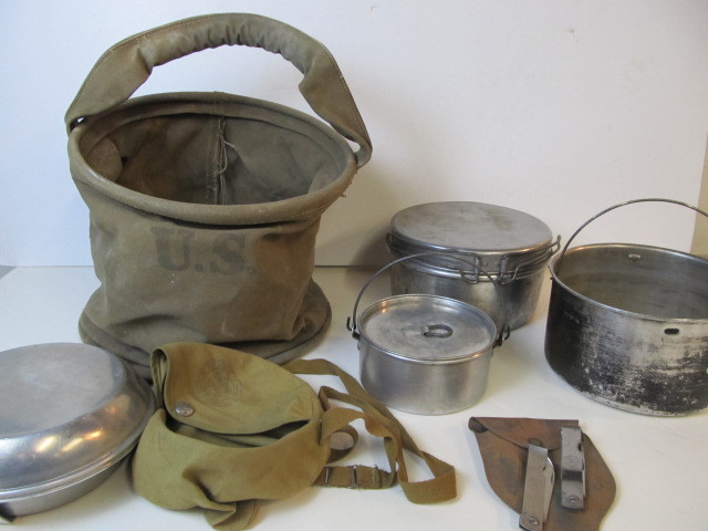 lot 91 image: Group of Vintage Military & Boy Scout Camping Items