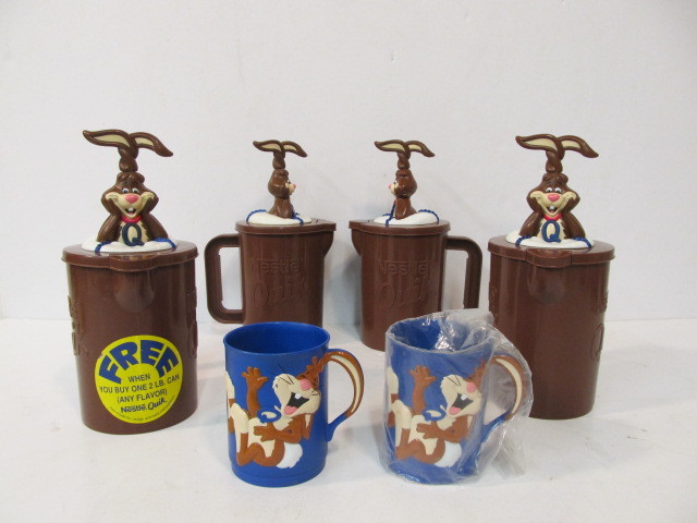lot 26 image: Group of Vintage NESTLE Quick Advertising Cups & Dispensers
