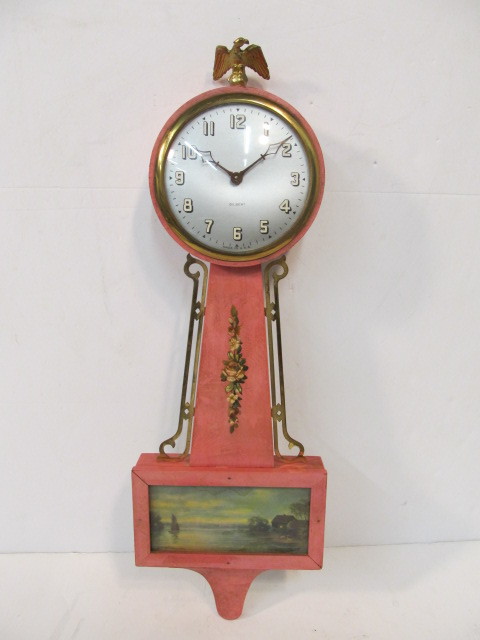 lot 40 image: Vintage Pink GILBERT Banjo Clock