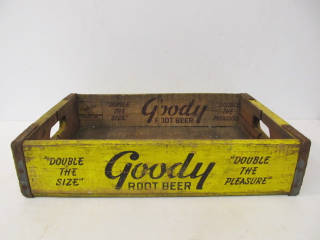 lot 77 image: Vintage GOODY Root Beer Wooden Advertising Crate