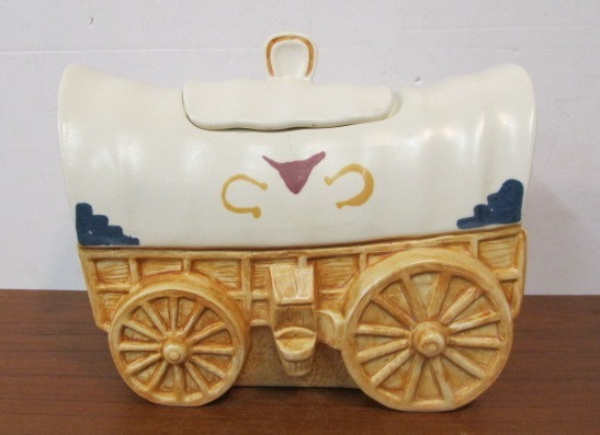 lot 141 image: Large Vintage Covered Wagon Cookie Jar