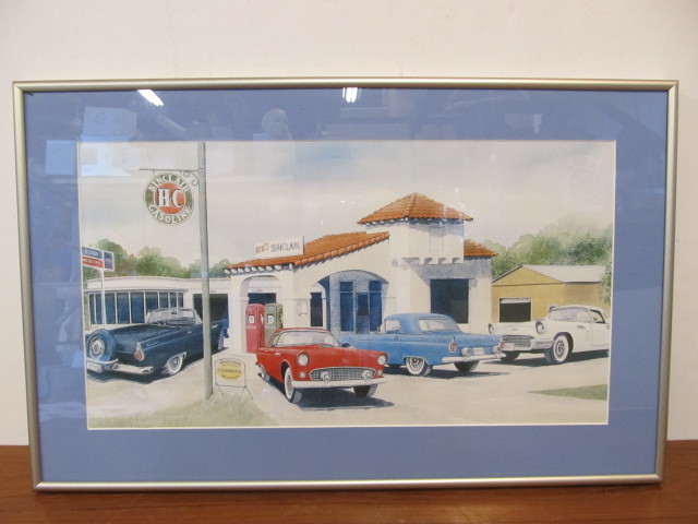 lot 150 image: Vintage Style SINCLAIR Gas Station Framed Print