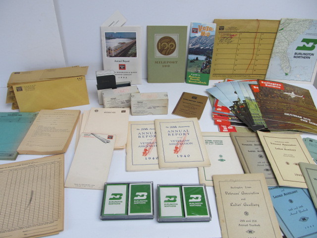 lot 216 image: LARGE Lot of Vintage BURLINGTON Railroad Memorabilia