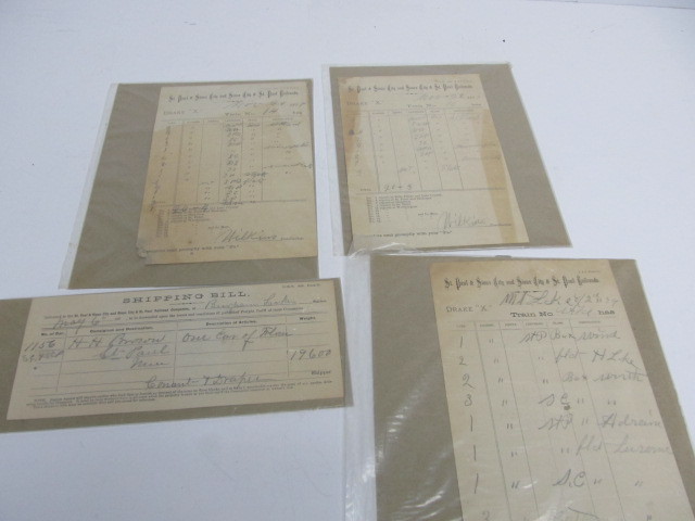 lot 219 image: 4 Original 1870s SAINT PAUL & SIOUX CITY Railroad Shipping Bills & Receipts
