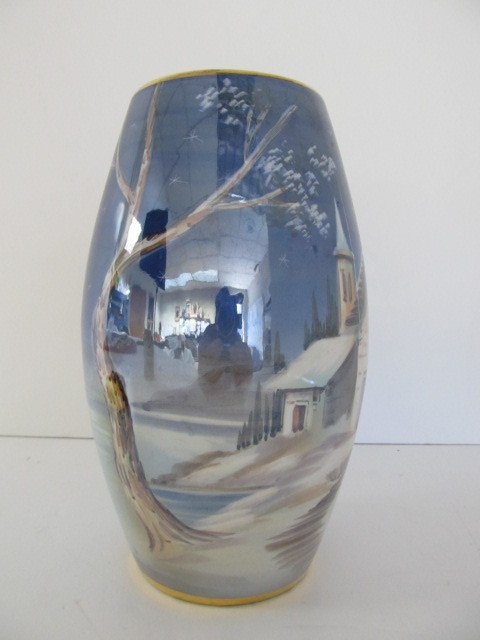 lot 228 image: Nice Vintage Signed Pictorial Art Pottery Vase