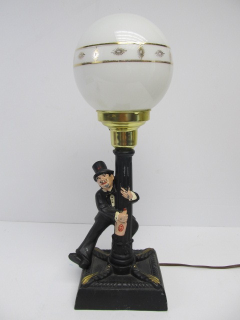 lot 229 image: Vintage Figural Metal Bar Lamp
