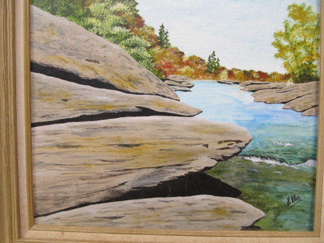 lot 239 image: Framed Signed Vintage Oil on Board Painting - Kettle River MN